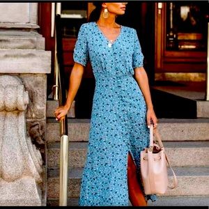 NWT Bohme Blue Floral Midi Dress